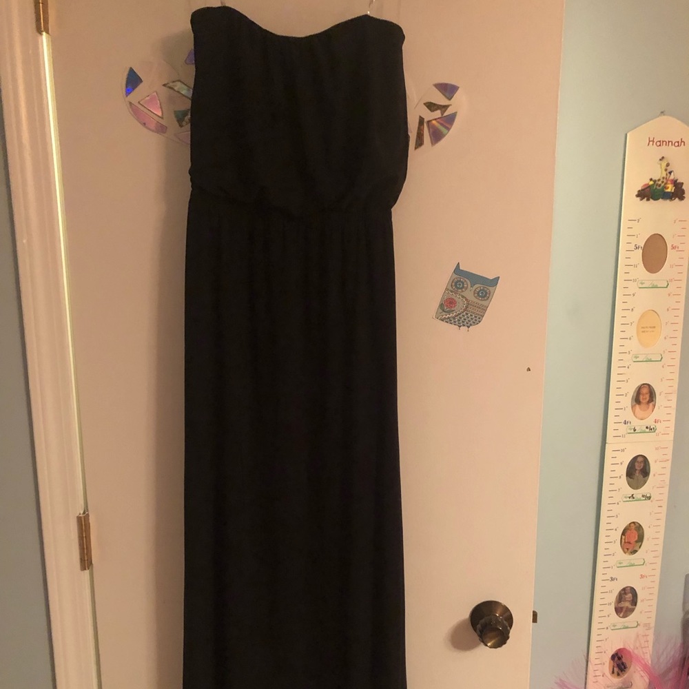 Black strapless maxi dress